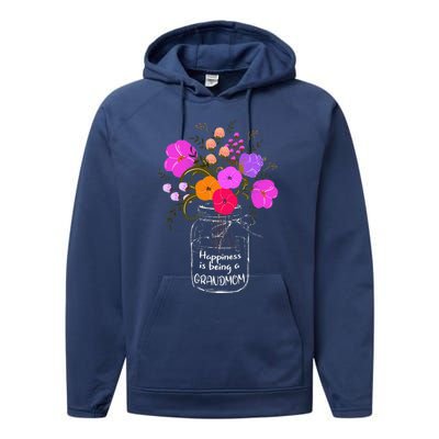 Happiness Is Being A Grandmom Gift Grandma Mom Flower Performance Fleece Hoodie