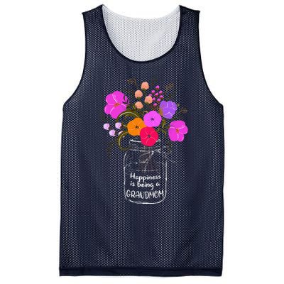 Happiness Is Being A Grandmom Gift Grandma Mom Flower Mesh Reversible Basketball Jersey Tank