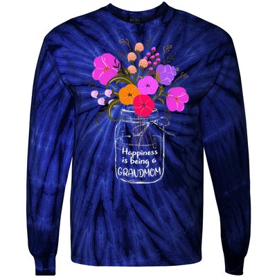 Happiness Is Being A Grandmom Gift Grandma Mom Flower Tie-Dye Long Sleeve Shirt