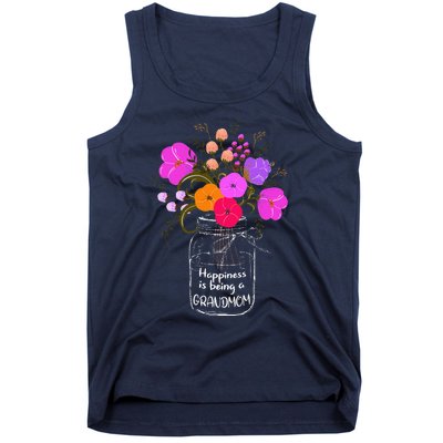 Happiness Is Being A Grandmom Gift Grandma Mom Flower Tank Top