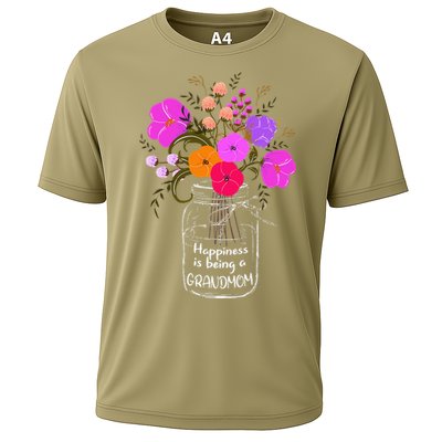 Happiness Is Being A Grandmom Gift Grandma Mom Flower Cooling Performance Crew T-Shirt