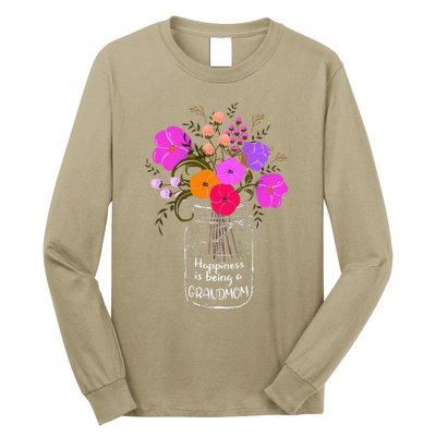 Happiness Is Being A Grandmom Gift Grandma Mom Flower Long Sleeve Shirt