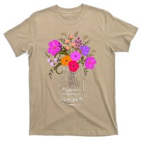 Happiness Is Being A Grandmom Gift Grandma Mom Flower T-Shirt