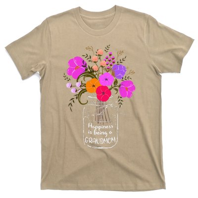 Happiness Is Being A Grandmom Gift Grandma Mom Flower T-Shirt