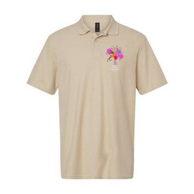 Happiness Is Being A Grandmom Gift Grandma Mom Flower Softstyle Adult Sport Polo