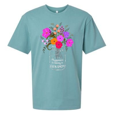 Happiness Is Being A Grandmom Gift Grandma Mom Flower Sueded Cloud Jersey T-Shirt