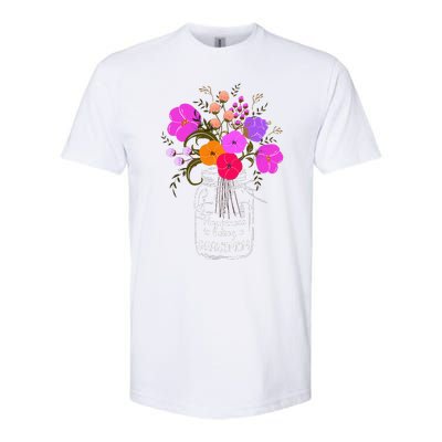 Happiness Is Being A Grandmom Gift Grandma Mom Flower Softstyle® CVC T-Shirt