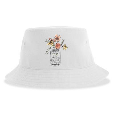 Happiness Is Being Grandma Life Flower Artgrandma Sustainable Bucket Hat