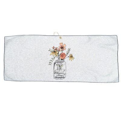 Happiness Is Being Grandma Life Flower Artgrandma Large Microfiber Waffle Golf Towel