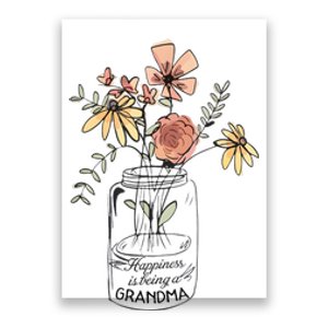 Happiness Is Being Grandma Life Flower Artgrandma Poster