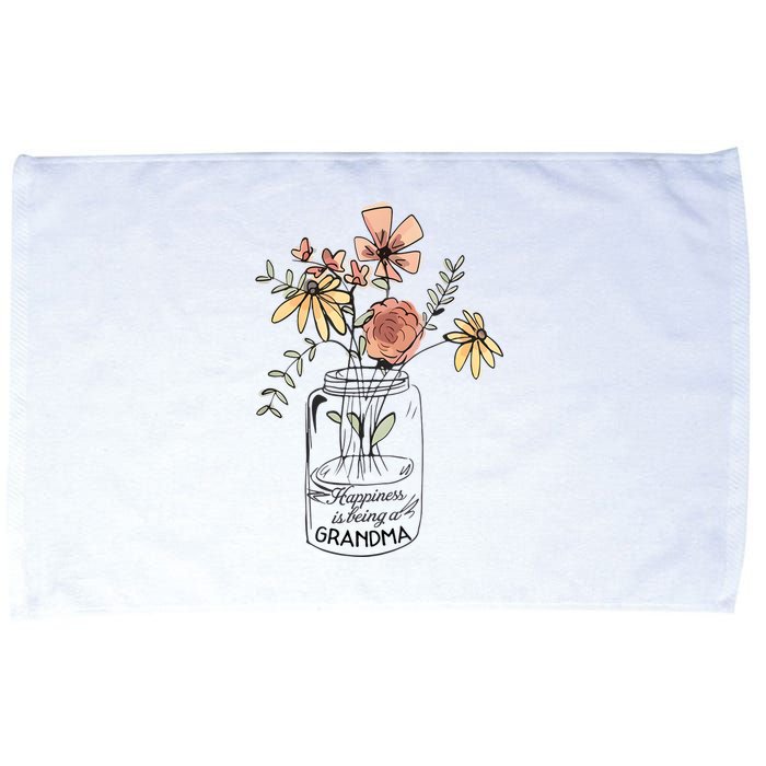 Happiness Is Being Grandma Life Flower Artgrandma Microfiber Hand Towel