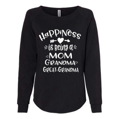 Happiness Is Being A Mom Grandma Great Grandma Cool Gift Womens California Wash Sweatshirt