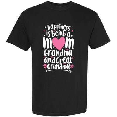 Happiness Is Being A Mom Great Grandma Wo Mother Garment-Dyed Heavyweight T-Shirt