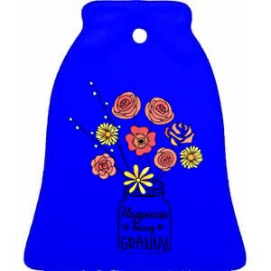 Happiness Is Being A Granny Flower Mother Day Gift Ceramic Bell Ornament