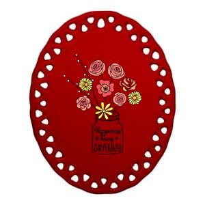 Happiness Is Being A Granny Flower Mother Day Gift Ceramic Oval Ornament