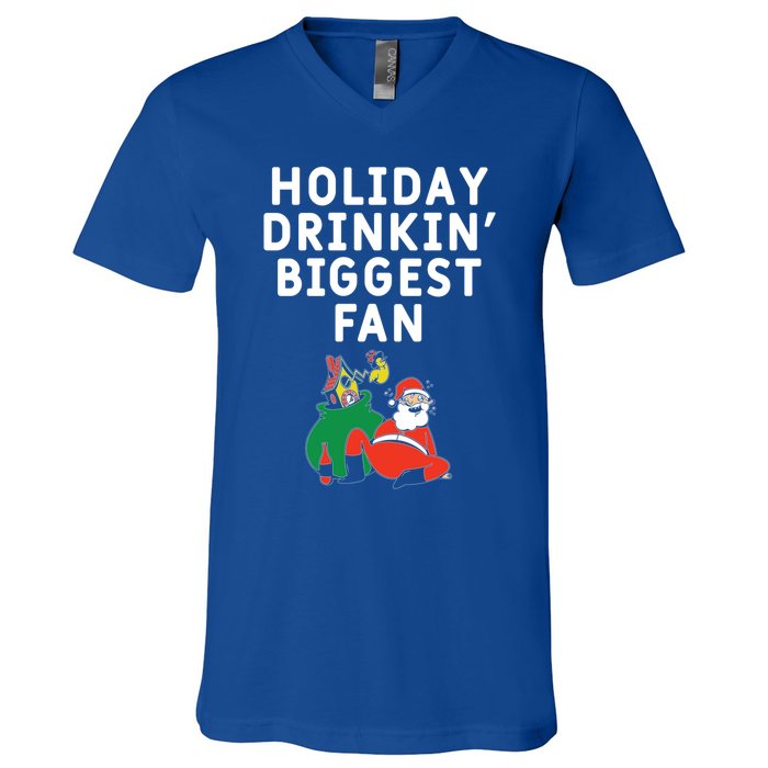 Holiday In' Biggest Fan Funny Xmas Ing Party Fan Funny Gift V-Neck T-Shirt