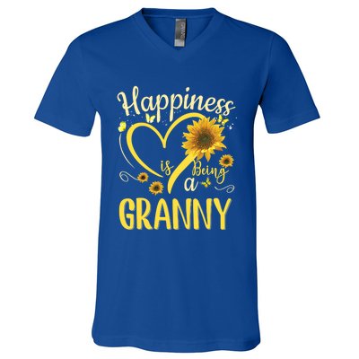 Happiness Is Being A Granny Sunflower Mother's Day Gift Cool Gift V-Neck T-Shirt