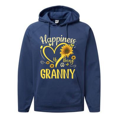 Happiness Is Being A Granny Sunflower Mother's Day Gift Cool Gift Performance Fleece Hoodie