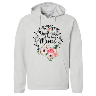 Happiness Is Being A Mimi Shirt Floral Performance Fleece Hoodie