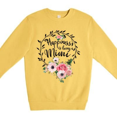 Happiness Is Being A Mimi Shirt Floral Premium Crewneck Sweatshirt