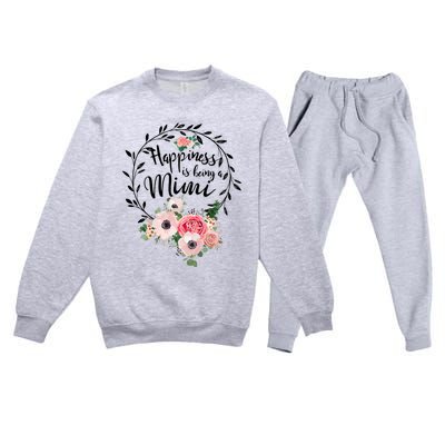 Happiness Is Being A Mimi Shirt Floral Premium Crewneck Sweatsuit Set