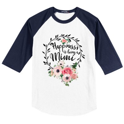 Happiness Is Being A Mimi Shirt Floral Baseball Sleeve Shirt