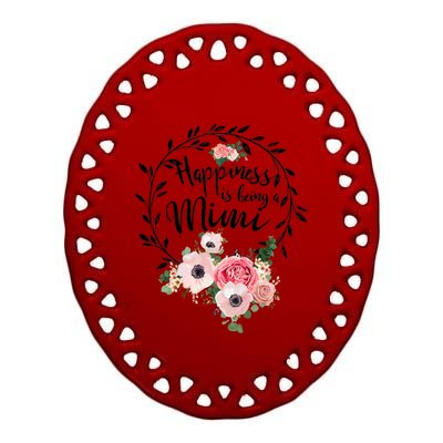 Happiness Is Being A Mimi Shirt Floral Ceramic Oval Ornament