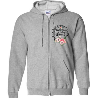 Happiness Is Being A Mimi Shirt Floral Full Zip Hoodie