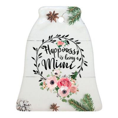 Happiness Is Being A Mimi Shirt Floral Ceramic Bell Ornament