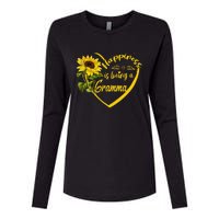 Happiness Is Being A Gramma Sunflower Mother's Day Gift Womens Cotton Relaxed Long Sleeve T-Shirt