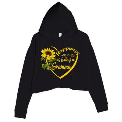 Happiness Is Being A Gramma Sunflower Mother's Day Gift Crop Fleece Hoodie