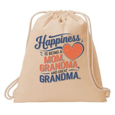 Happiness Is Being A Mom Grandma And Great Grandma Mothers Day Drawstring Bag