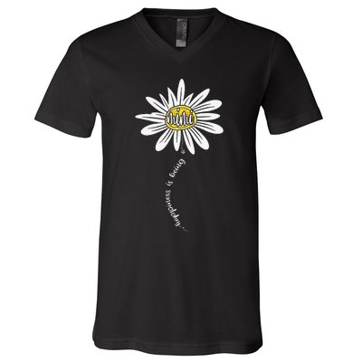 Happiness Is Being A Mimi Daisy Grandma Mother's Day Gifts V-Neck T-Shirt