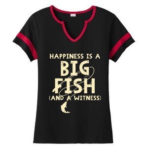 Happiness Is Big Fish Witness Fishing Funny Ladies Halftime Notch Neck Tee