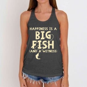 Happiness Is Big Fish Witness Fishing Funny Women's Knotted Racerback Tank