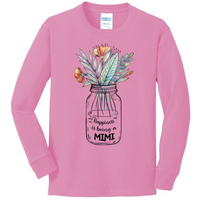 Happiness Is Being A Mimi Flower Kids Long Sleeve Shirt