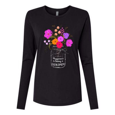 Happiness Is Being A Grandmom Gift Grandma Mom Flower Womens Cotton Relaxed Long Sleeve T-Shirt