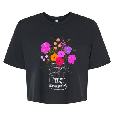 Happiness Is Being A Grandmom Gift Grandma Mom Flower Bella+Canvas Jersey Crop Tee