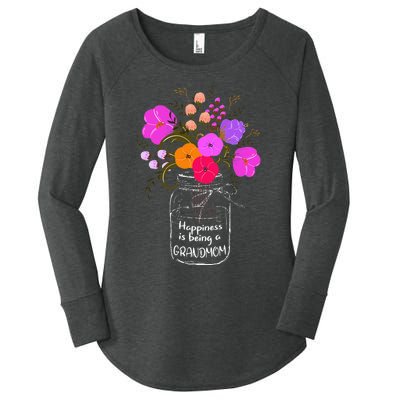 Happiness Is Being A Grandmom Gift Grandma Mom Flower Women's Perfect Tri Tunic Long Sleeve Shirt