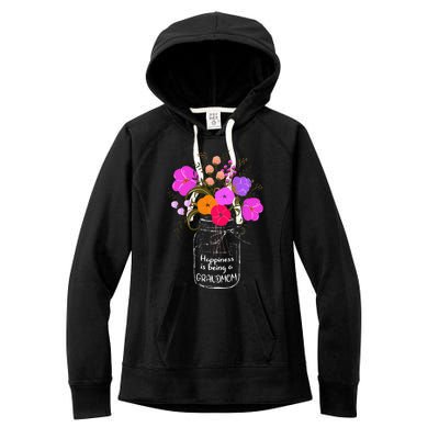 Happiness Is Being A Grandmom Gift Grandma Mom Flower Women's Fleece Hoodie