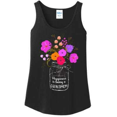 Happiness Is Being A Grandmom Gift Grandma Mom Flower Ladies Essential Tank