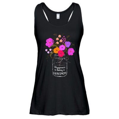 Happiness Is Being A Grandmom Gift Grandma Mom Flower Ladies Essential Flowy Tank