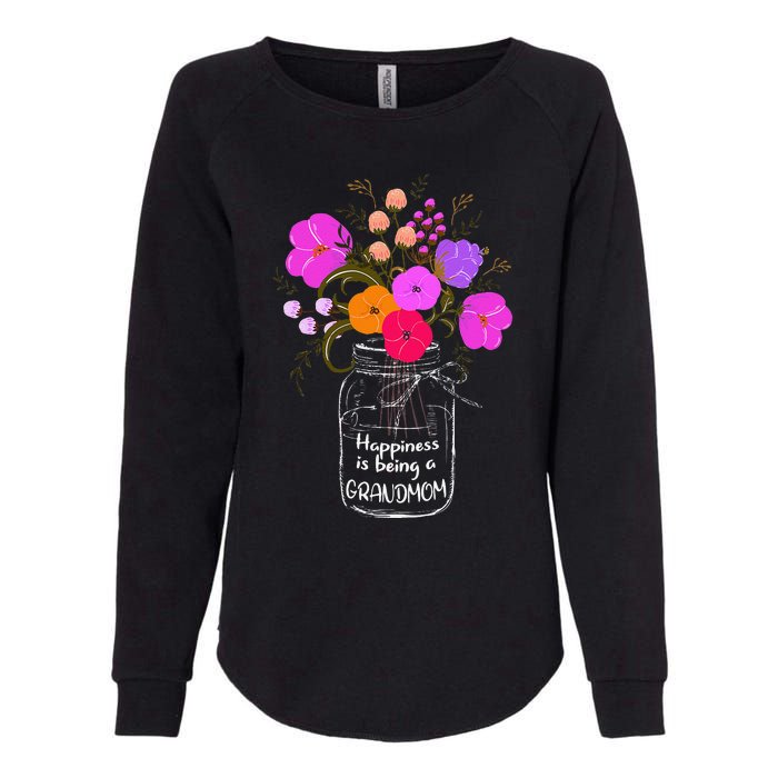 Happiness Is Being A Grandmom Gift Grandma Mom Flower Womens California Wash Sweatshirt