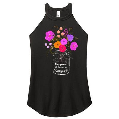 Happiness Is Being A Grandmom Gift Grandma Mom Flower Women’s Perfect Tri Rocker Tank