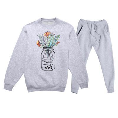 Happiness Is Being A Nani Floral Premium Crewneck Sweatsuit Set