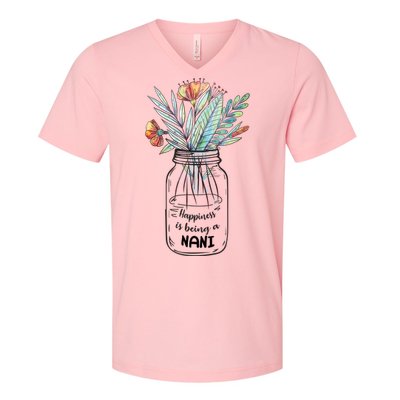 Happiness Is Being A Nani Floral V-Neck T-Shirt