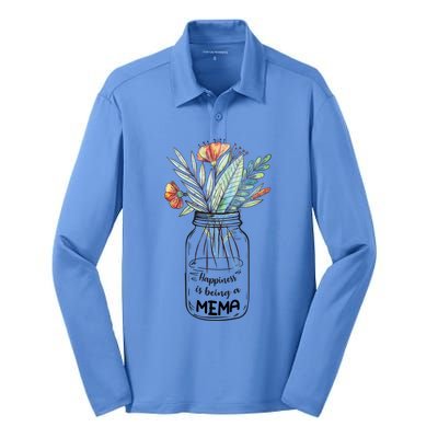 Happiness Is Being A Mema Floral Silk Touch Performance Long Sleeve Polo