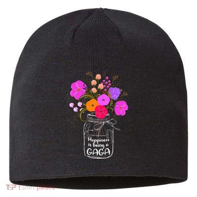 Happiness Is Being A Gaga Gift For Grandma Mom Flower Sustainable Beanie