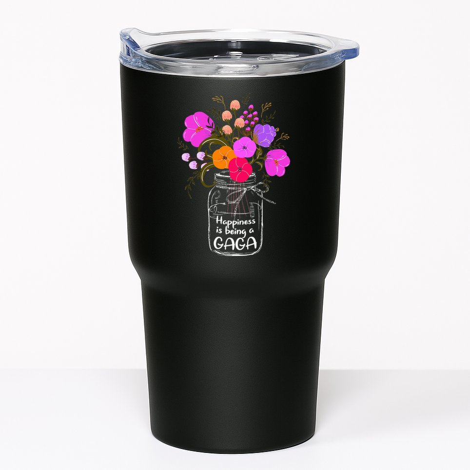 Happiness Is Being A Gaga Gift For Grandma Mom Flower Tumbler