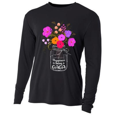 Happiness Is Being A Gaga Gift For Grandma Mom Flower Cooling Performance Long Sleeve Crew